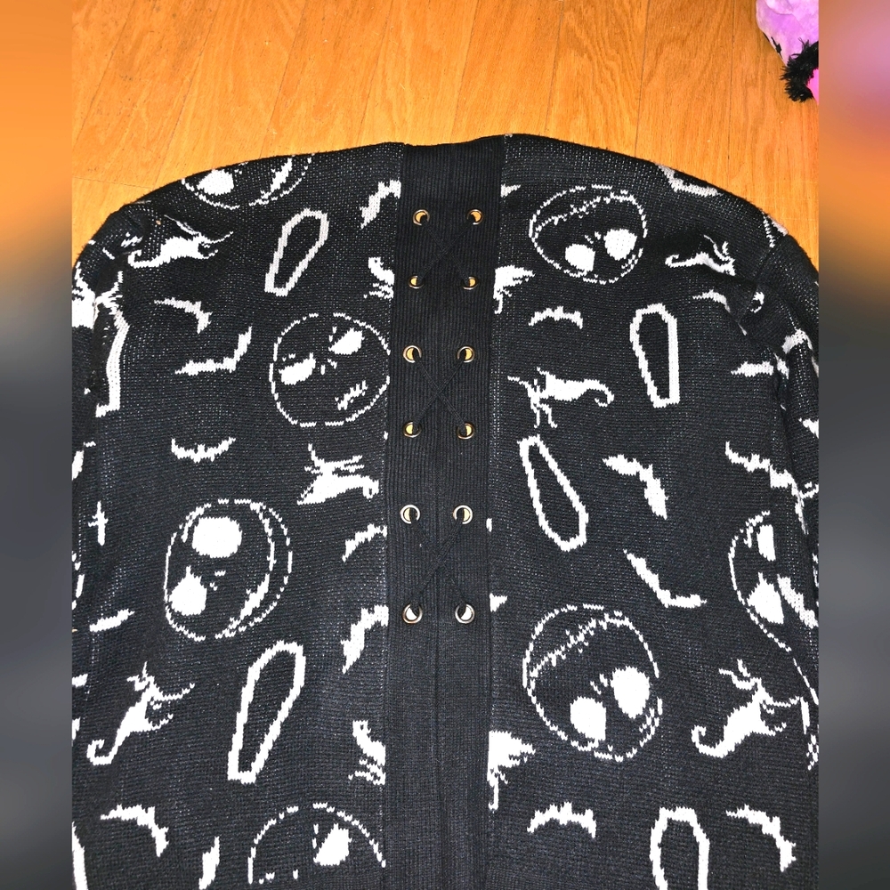 Disney Halloween Sweater Size 2 X Nightmare Before Christmas Black Cardigan Nice